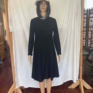 Vintage Mr. Blackwell wool beaded collar dress 1960s Small black